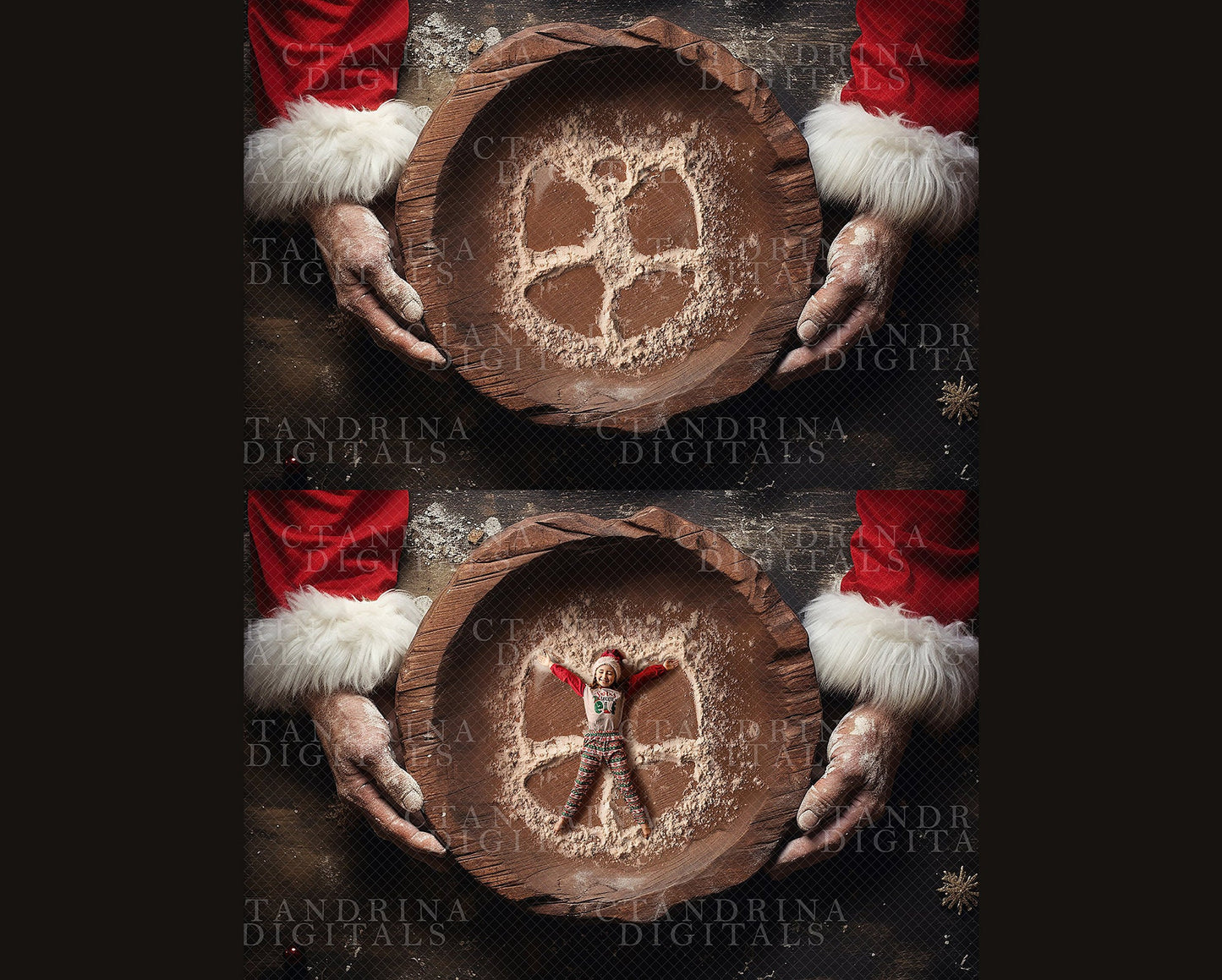 Santa Digital Backdrop, Christmas Digital Backdrop, Baking with Santa Digital Background, Flour Angel Baking Christmas Digital Backdrop