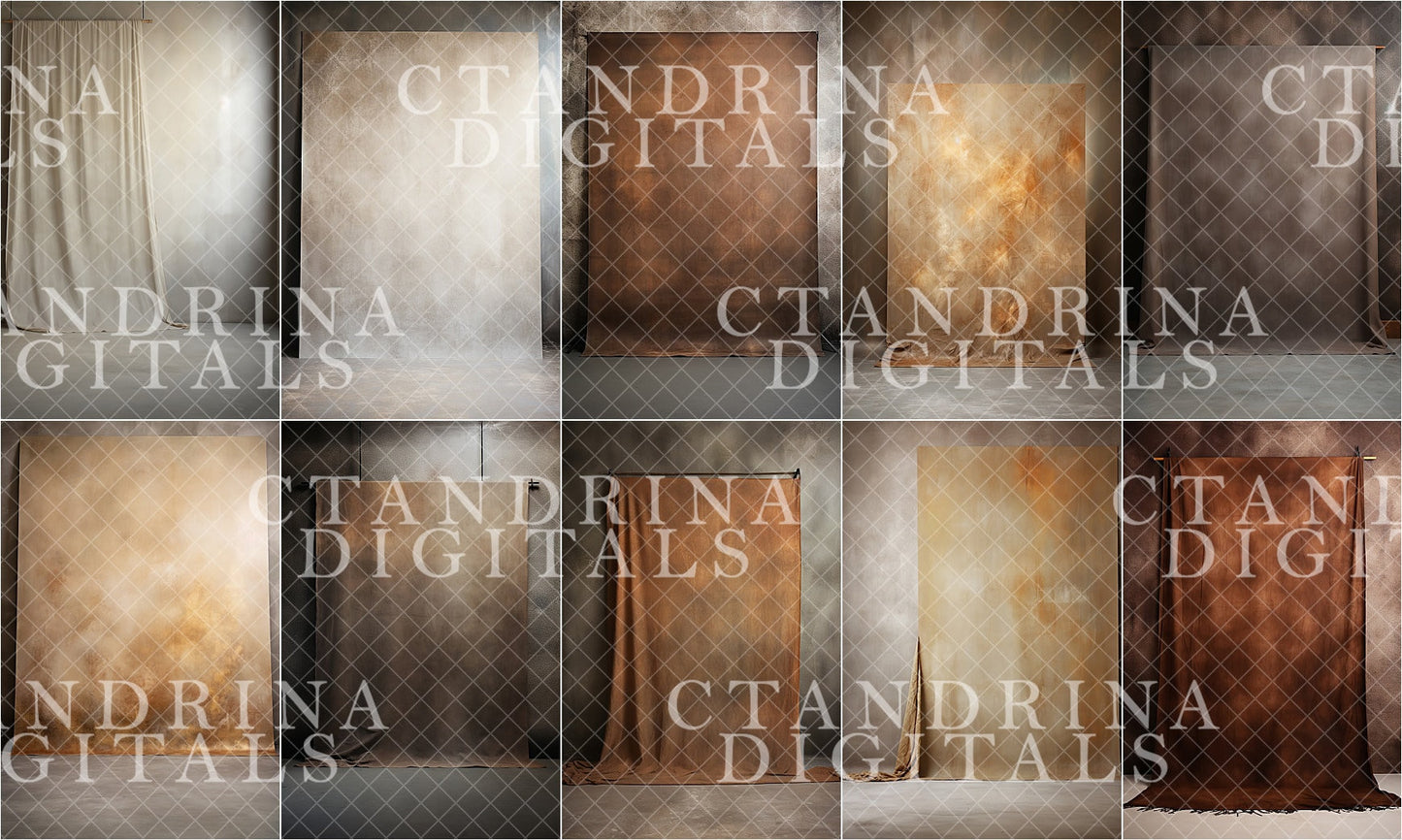 Brown and Beige Fine Art Hanging Digital Backdrops, Digital Hanging Canvas, Maternity Digital Backdrops, Fine Art Portrait Backdrops
