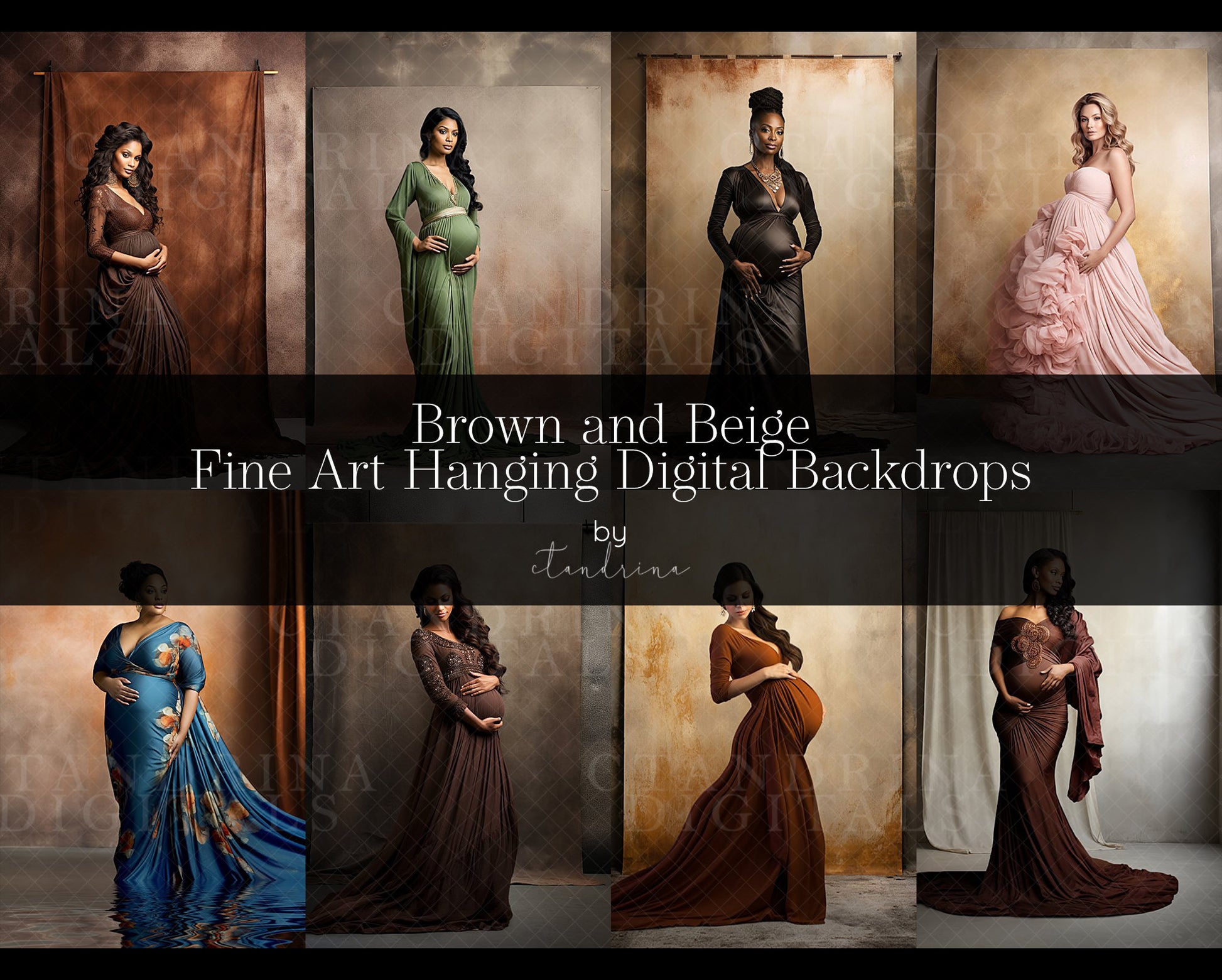 Brown and Beige Fine Art Hanging Digital Backdrops, Digital Hanging Canvas, Maternity Digital Backdrops, Fine Art Portrait Backdrops