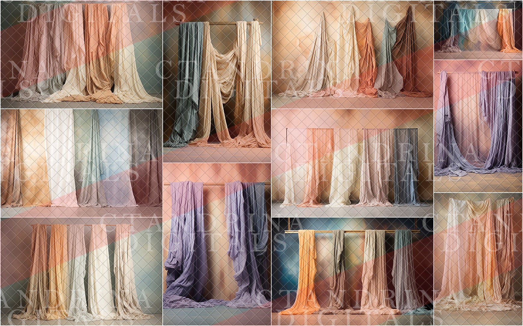 Draped Chiffon Digital Backdrops, Draped Fabric Digital Backgrounds, Maternity Digital Backdrops, Calm Color Hanging Fabric Backdrops, best maternity backdrops, best sellers, nest digital backdrops, fine art digital backdrops, studio digital backdrop