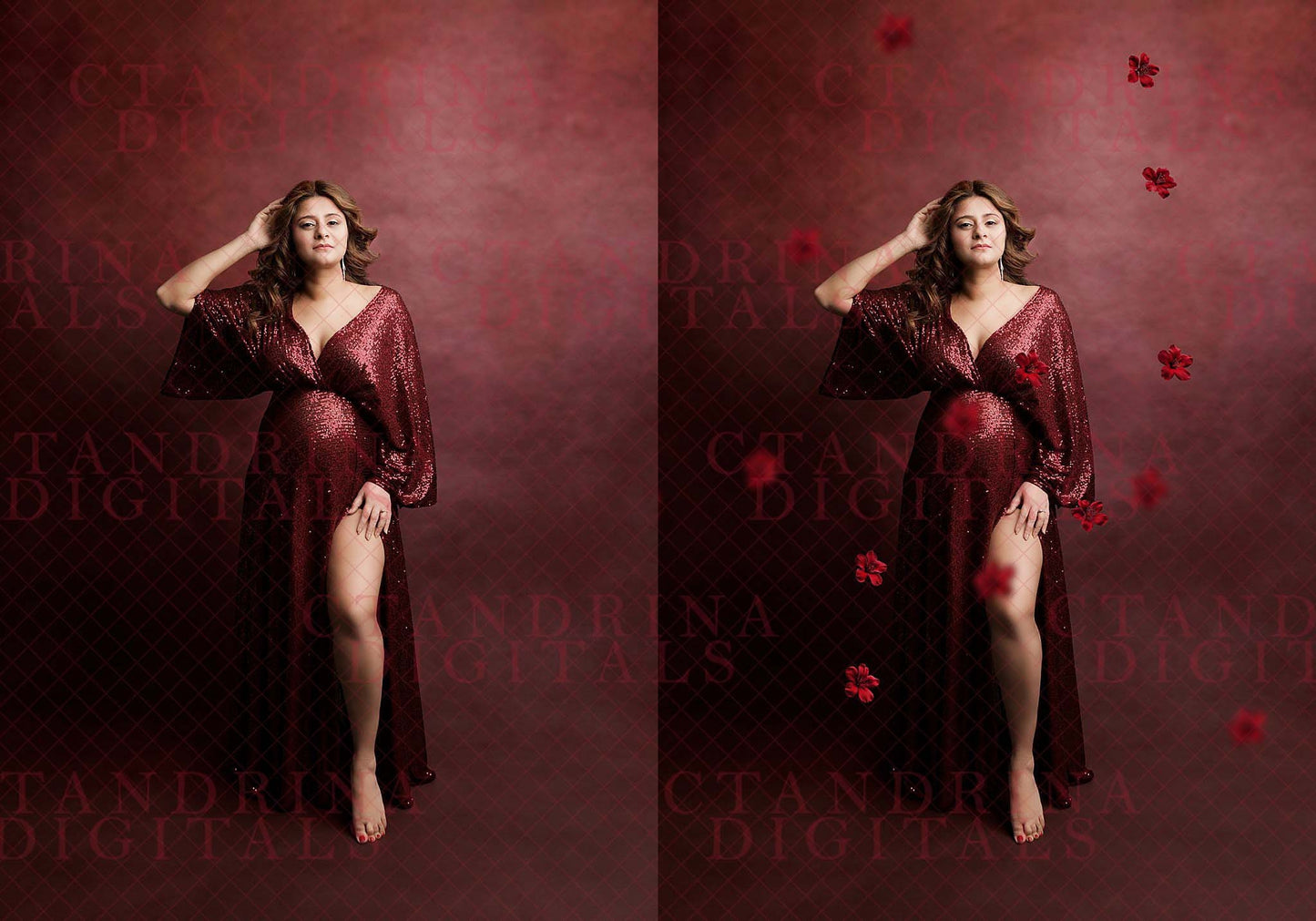 Falling Flower Backdrop Overlays, Tiny Floral Overlay, Flower Backdrop Overlays for Photoshop, Maternity Backdrop Overlays, Floating Florals, best seller, ctandrina, floating flowers, falling petals, maternity backdrop overlays, editing tutorial