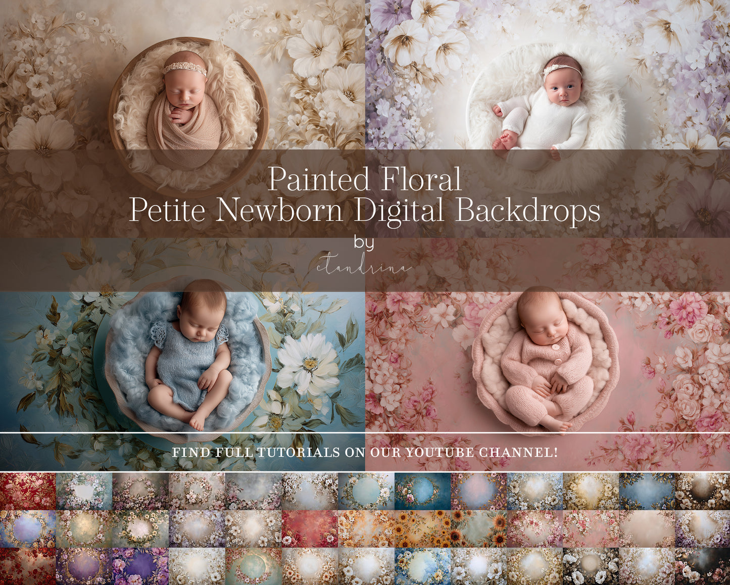 Petite Newborn Digital Backdrops | Spring Floral Collection