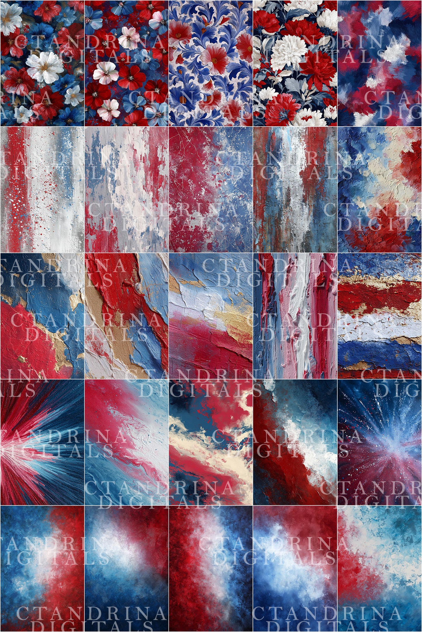 Red, White & Blue Fine Art Textures for Photoshop