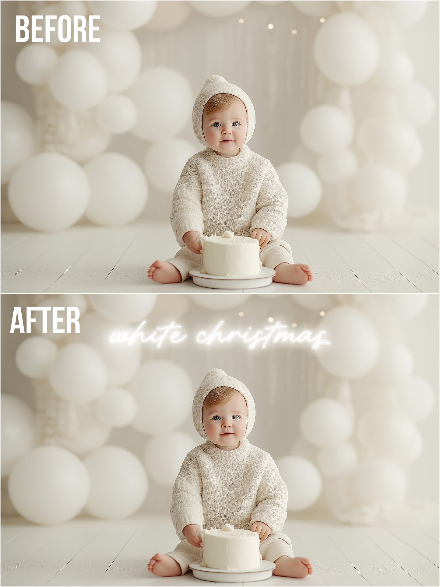 Neon Christmas Signs | Glowing Holiday Overlays for Photoshop (Digital Download)