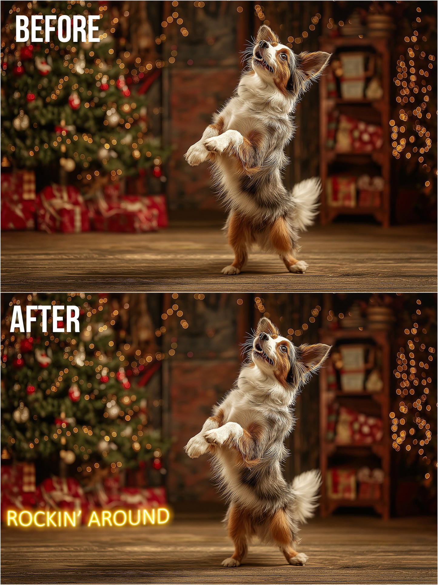 Neon Christmas Signs | Glowing Holiday Overlays for Photoshop (Digital Download)