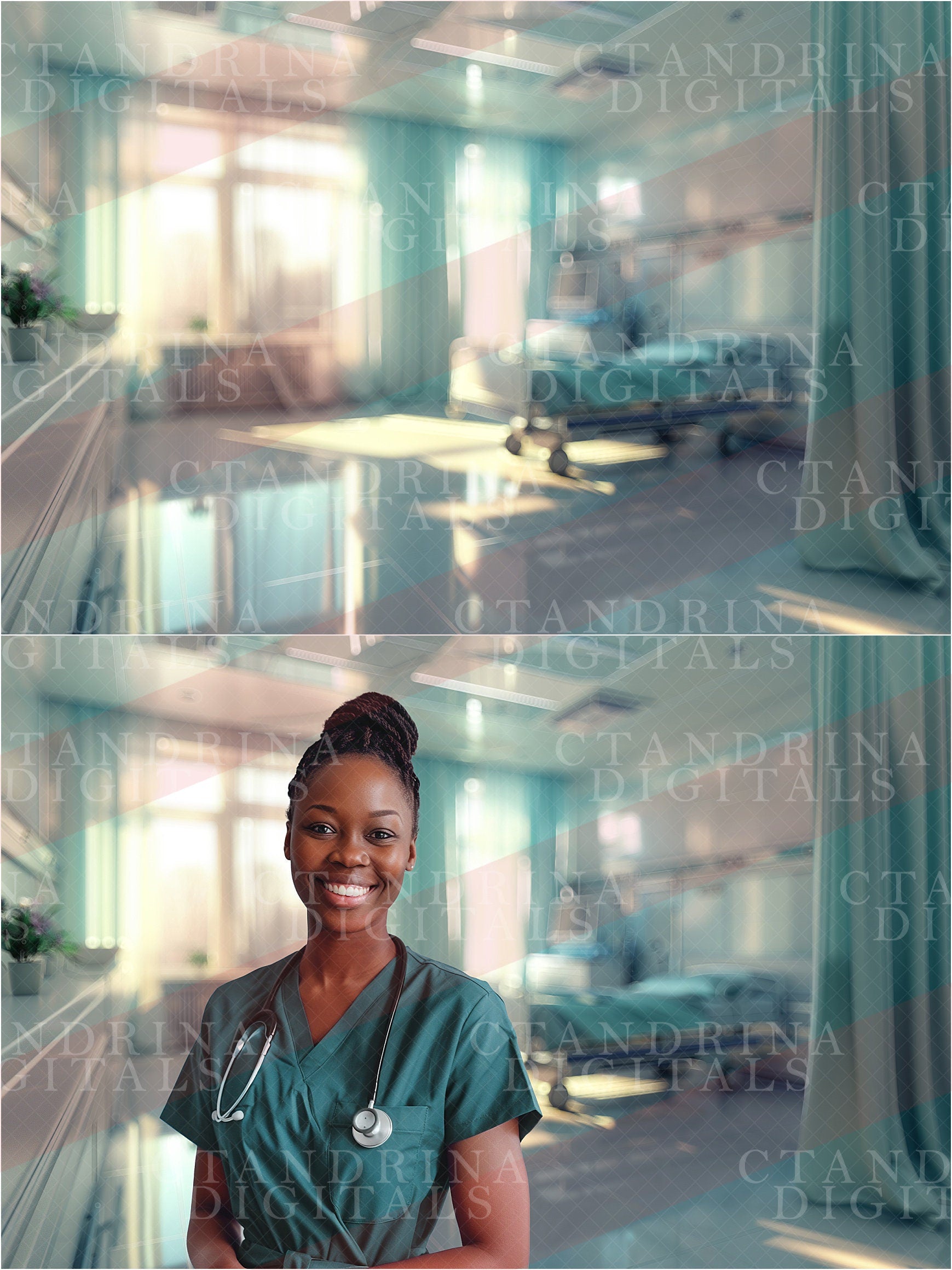 Doctor Headshot Digital Backdrops, Nurse Blurred Professional Headshot Backgrounds for Photoshop, Hospital Room Soft Focus Backdrops