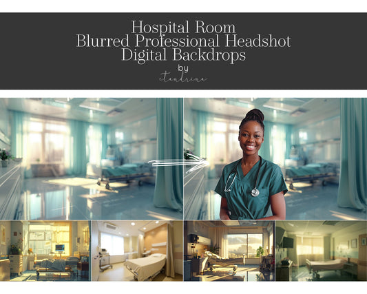 Doctor Headshot Digital Backdrops, Nurse Blurred Professional Headshot Backgrounds for Photoshop, Hospital Room Soft Focus Backdrops