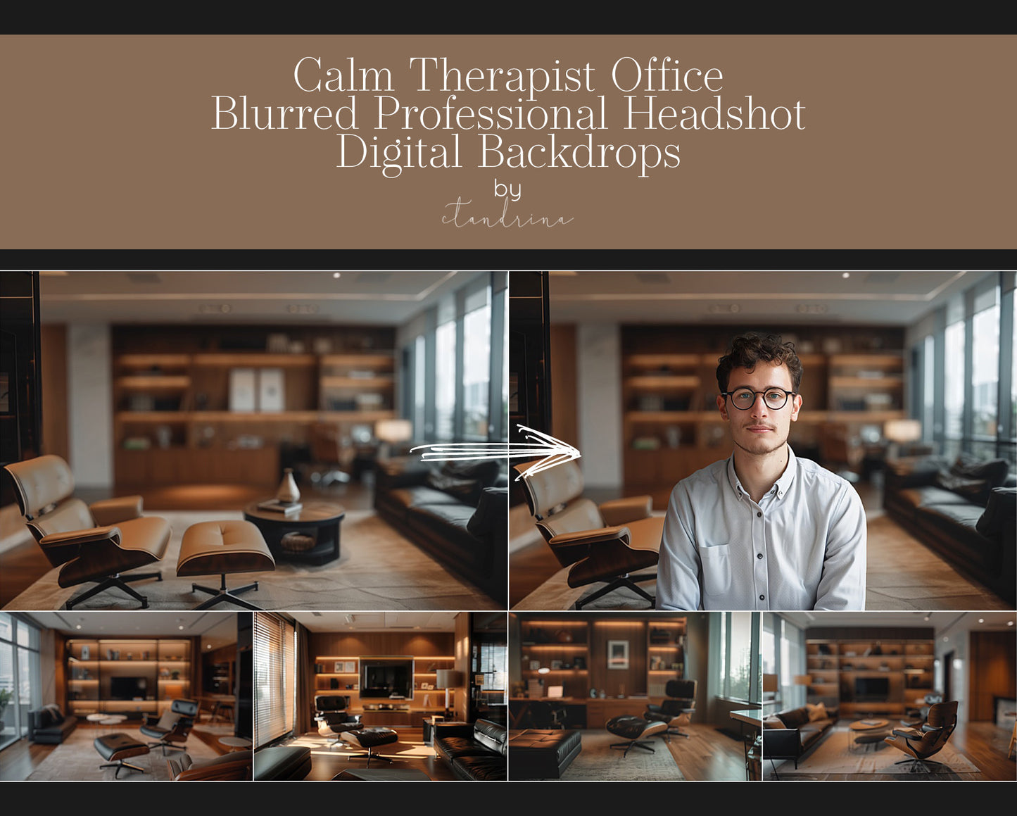 Therapist Headshot Digital Backdrops, Calm Office Blurred Professional Headshot Backgrounds for Photoshop, Therapy Soft Focus Backdrops