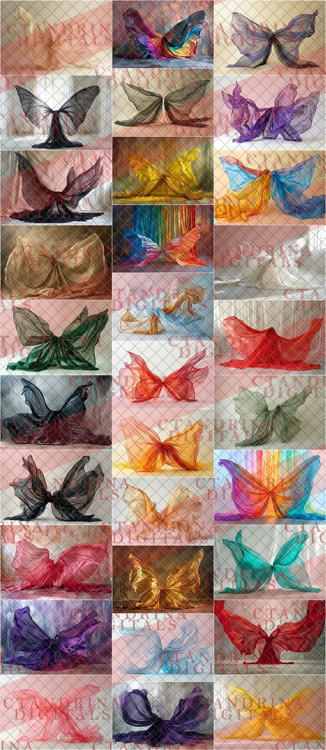 Butterfly Fabric Toss Digital Backdrops, Studio Maternity Digital Backdrops, Flowing Fabric Butterfly Wing Digital Backgrounds for Photoshop