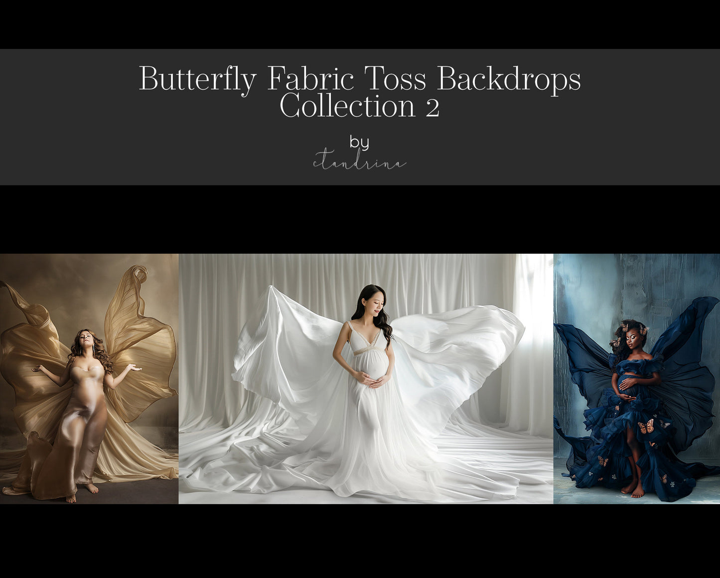 Butterfly Fabric Toss Digital Backdrops, Studio Maternity Digital Backdrops, Flowing Fabric Butterfly Wing Digital Backgrounds for Photoshop