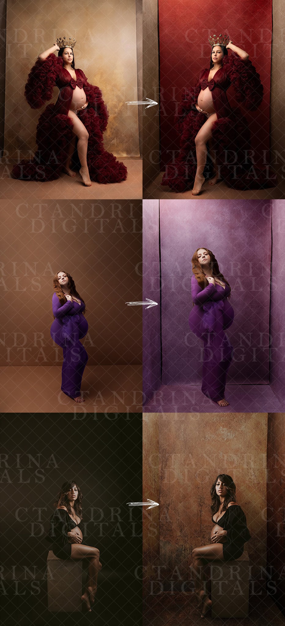 Box Me in Beauty Digital Backdrops (the Original), Tri-Canvas Hanging Backdrop for Composite in Photoshop, Maternity Digital Backdrops