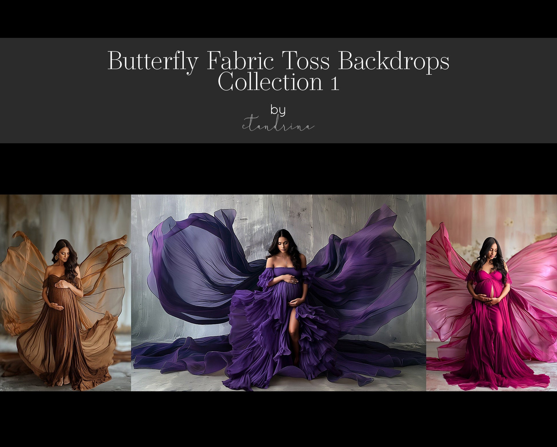 Butterfly Fabric Toss Digital Backdrops, Studio Maternity Digital Backdrops, Flowing Fabric Butterfly Wing Digital Backgrounds for Photoshop