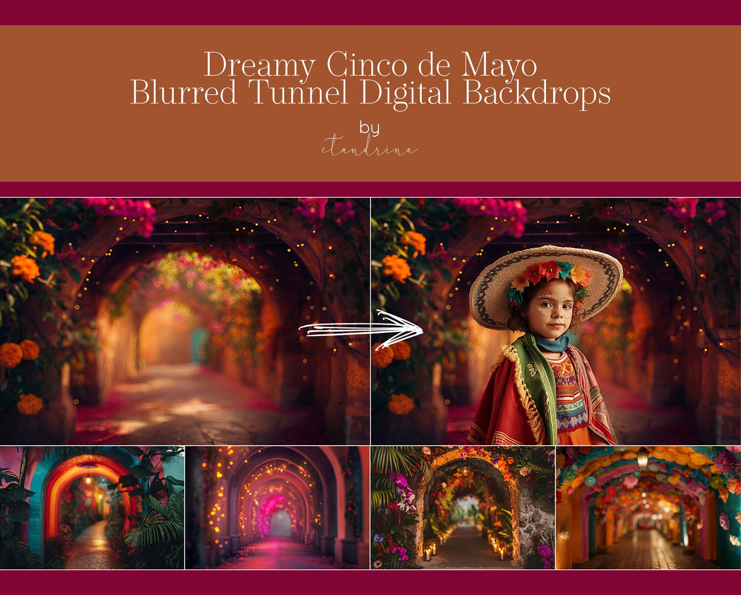 Cinco de Mayo Blurred Digital Backdrops, Dreamy Cinco de Mayo Inspired Celebration Digital Backgrounds for Photoshop, Fun Digital Backdrops