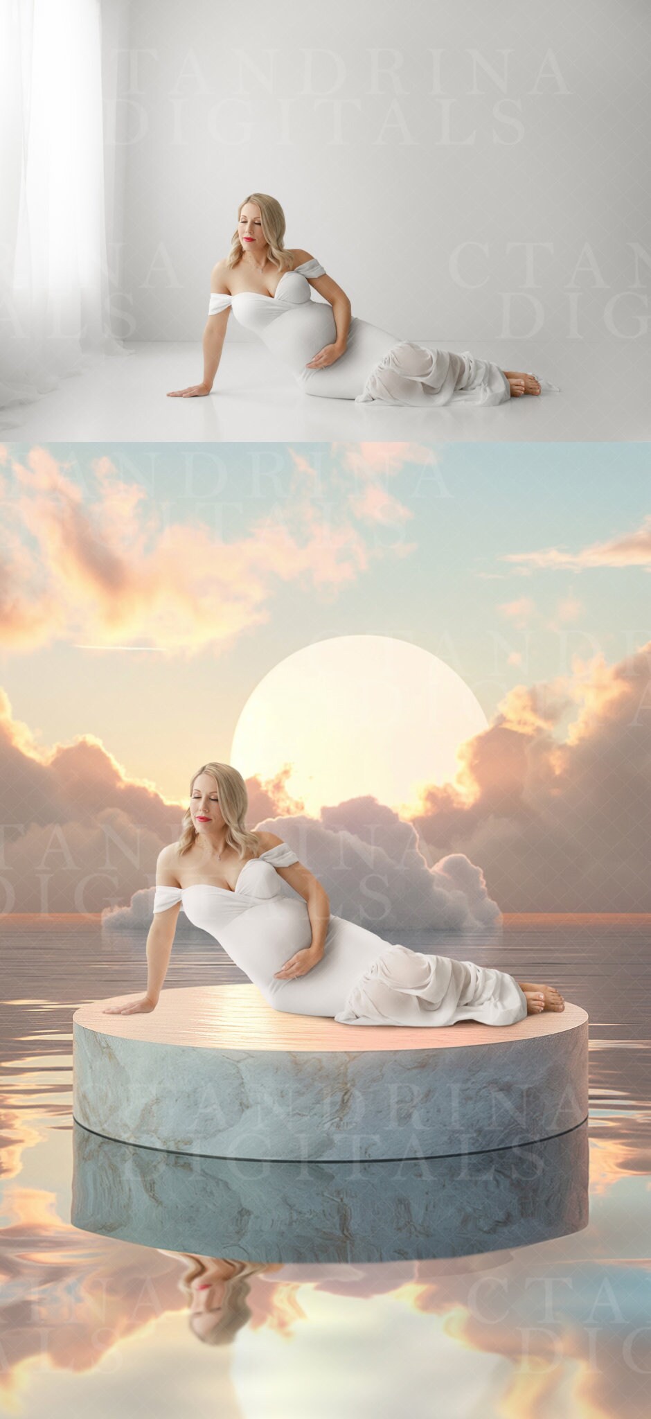 Water Podium Digital Backdrops, Maternity Digital Backdrops for Photoshop, Dreamy Luxury Maternity Digital Backdrops for Photoshop Composite