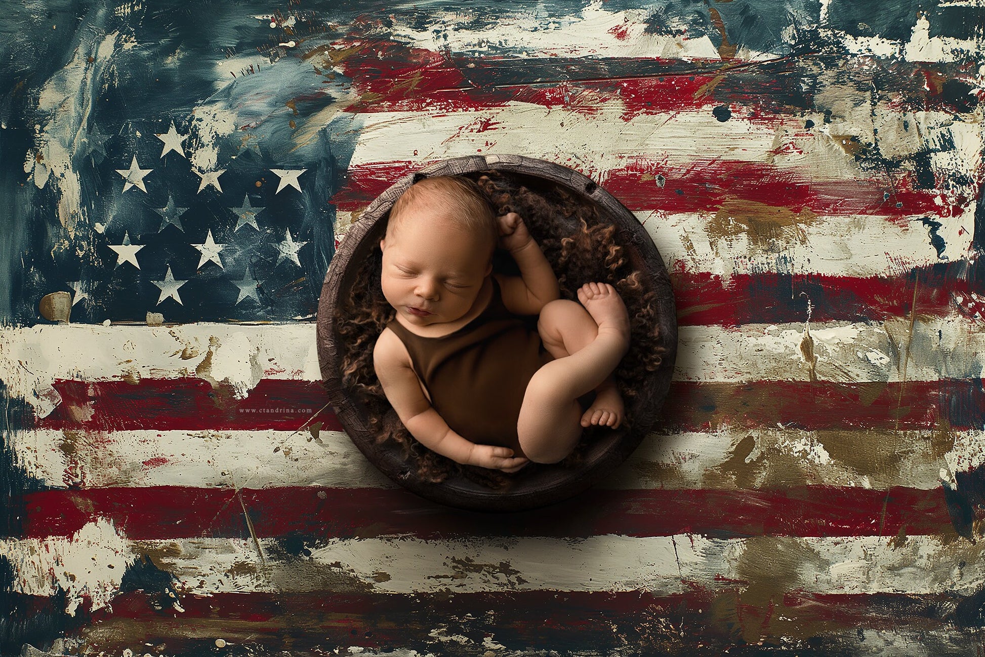 Painted American Flag Newborn Digital Backdrop, Rustic Painted Flag Baby Background, American Flag Backdrop for Photoshop Composites