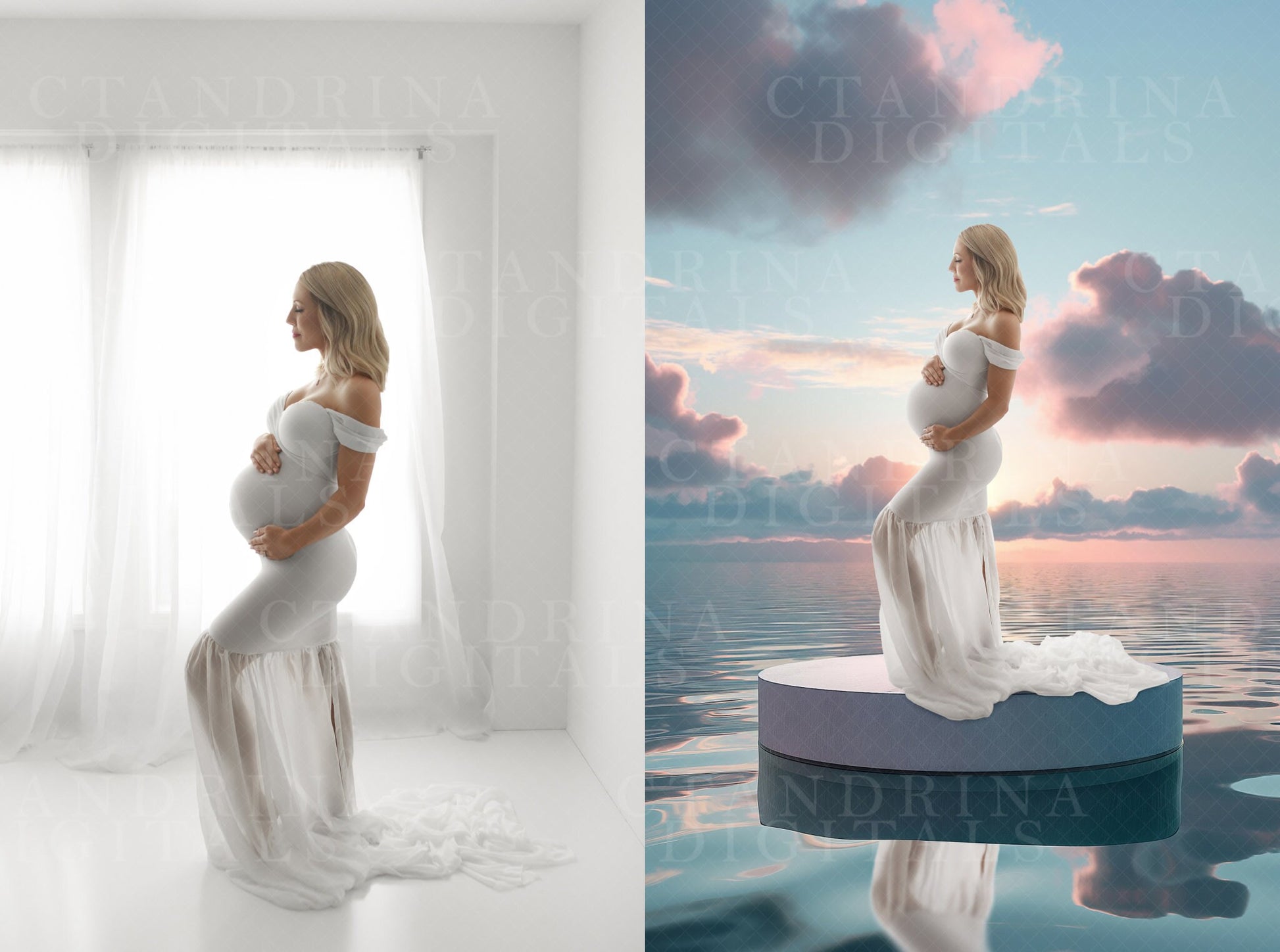 Water Podium Digital Backdrops, Maternity Digital Backdrops for Photoshop, Dreamy Luxury Maternity Digital Backdrops for Photoshop Composite