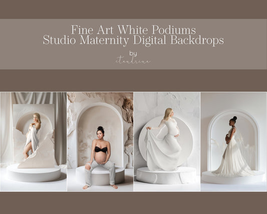 White Fine Art Podium Digital Backdrops, Maternity Digital Backdrops for Photoshop, Luxury Maternity Digital Backdrops for Composite