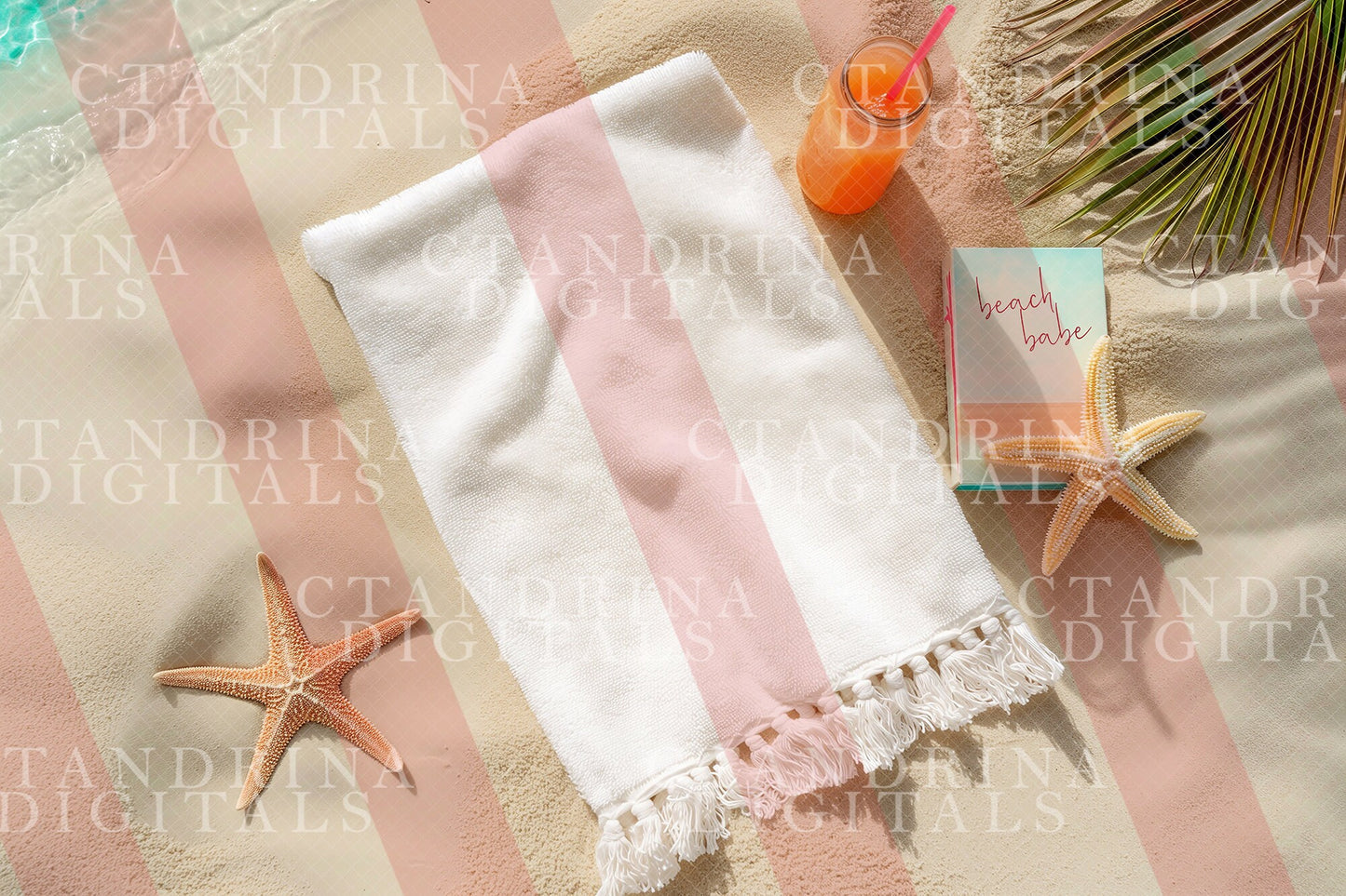 Beach Baby Digital Backdrop, Summer Newborn Digital Background, Beach Towel Digital Backdrop for Photoshop Composites