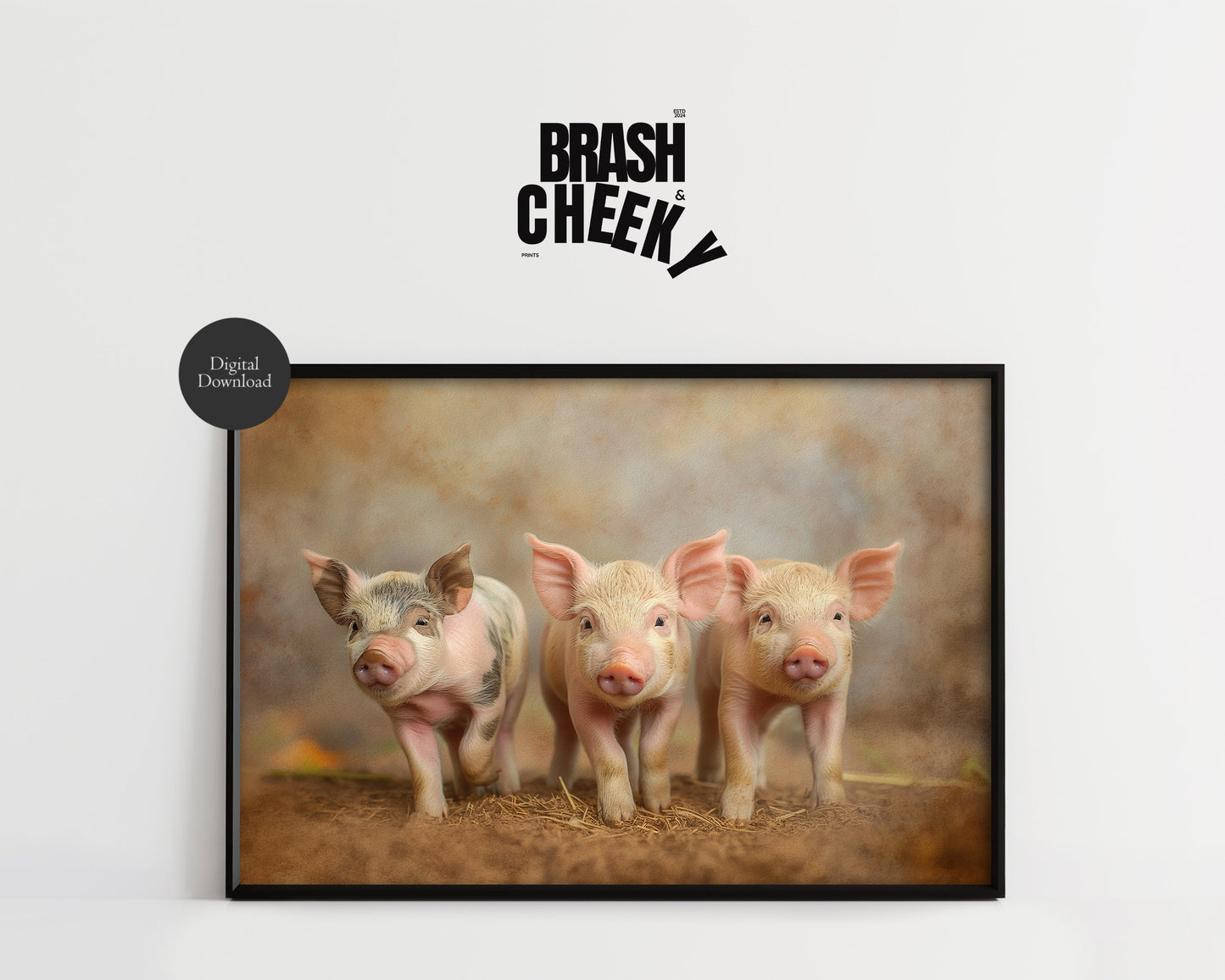 Three Piglets Painted PRINTABLE, Digital Download Farm Print, Old Farmhouse Digital, Farmhouse Wall Decor, Pig Digital Painting