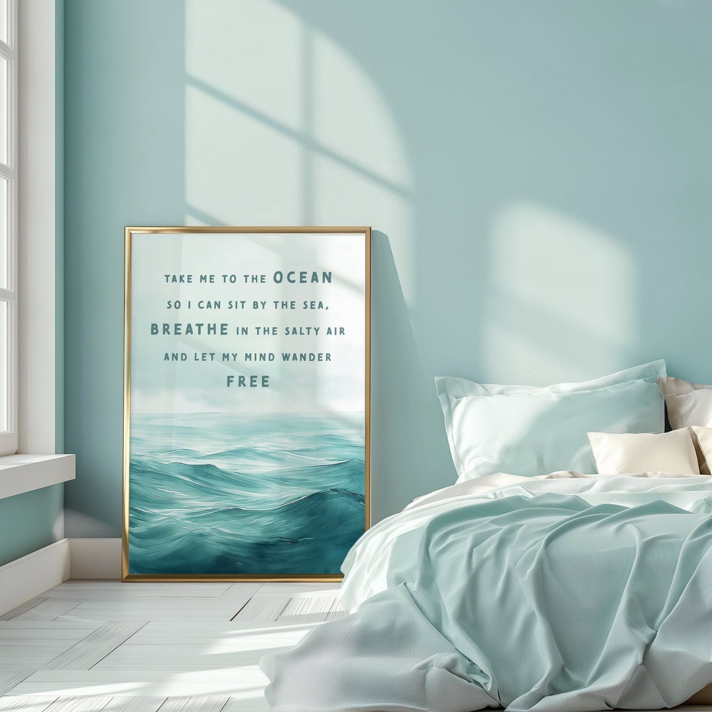 Take Me to the Ocean Quote PRINTABLE, Beach Quote Downloadable Wall Art, Ocean Waves Printable Wall Decor, Beach House Digital Wall Art