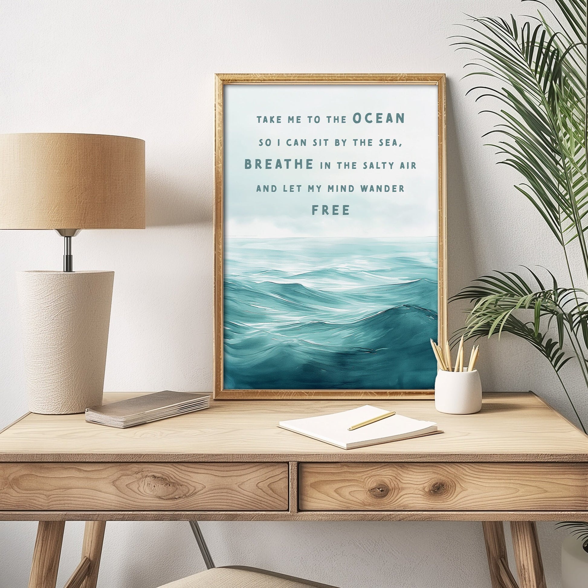 Take Me to the Ocean Quote PRINTABLE, Beach Quote Downloadable Wall Art, Ocean Waves Printable Wall Decor, Beach House Digital Wall Art