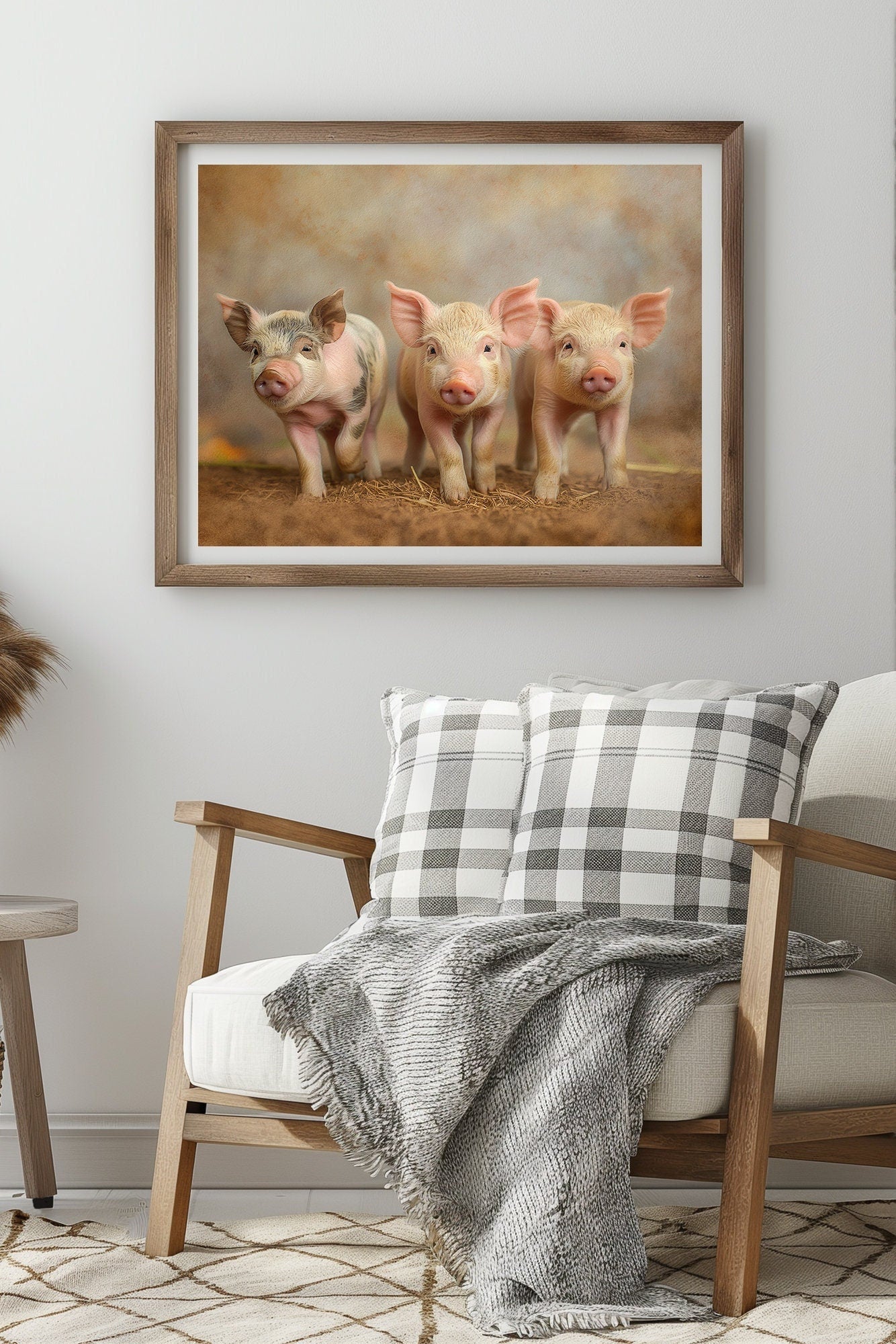 Three Piglets Painted PRINTABLE, Digital Download Farm Print, Old Farmhouse Digital, Farmhouse Wall Decor, Pig Digital Painting