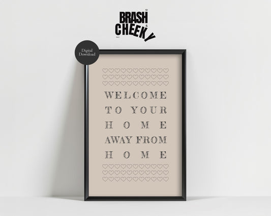 Welcome To Your Home Away From Home PRINTABLE, Airbnb Digital Print, Printable Wall Decor For A Rental Home, Vacation Home Downloadable Art