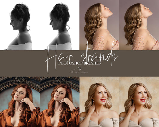 Hair Strand Photoshop Brushes, Brush On Hair In Photoshop Composites, Hair Fix for Digital Backdrops, Photoshop Brushes for Maternity Edit