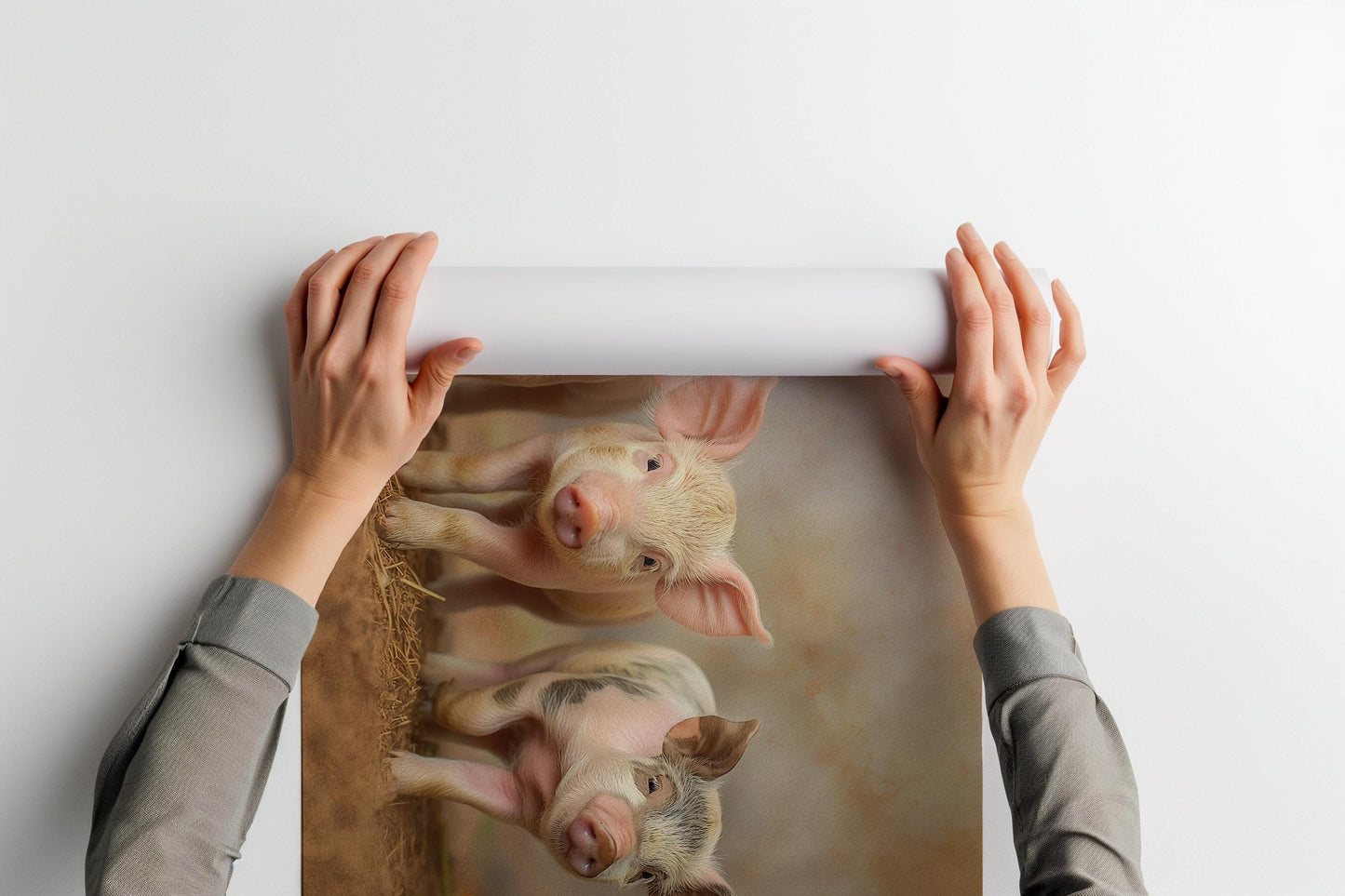 Three Piglets Painted PRINTABLE, Digital Download Farm Print, Old Farmhouse Digital, Farmhouse Wall Decor, Pig Digital Painting