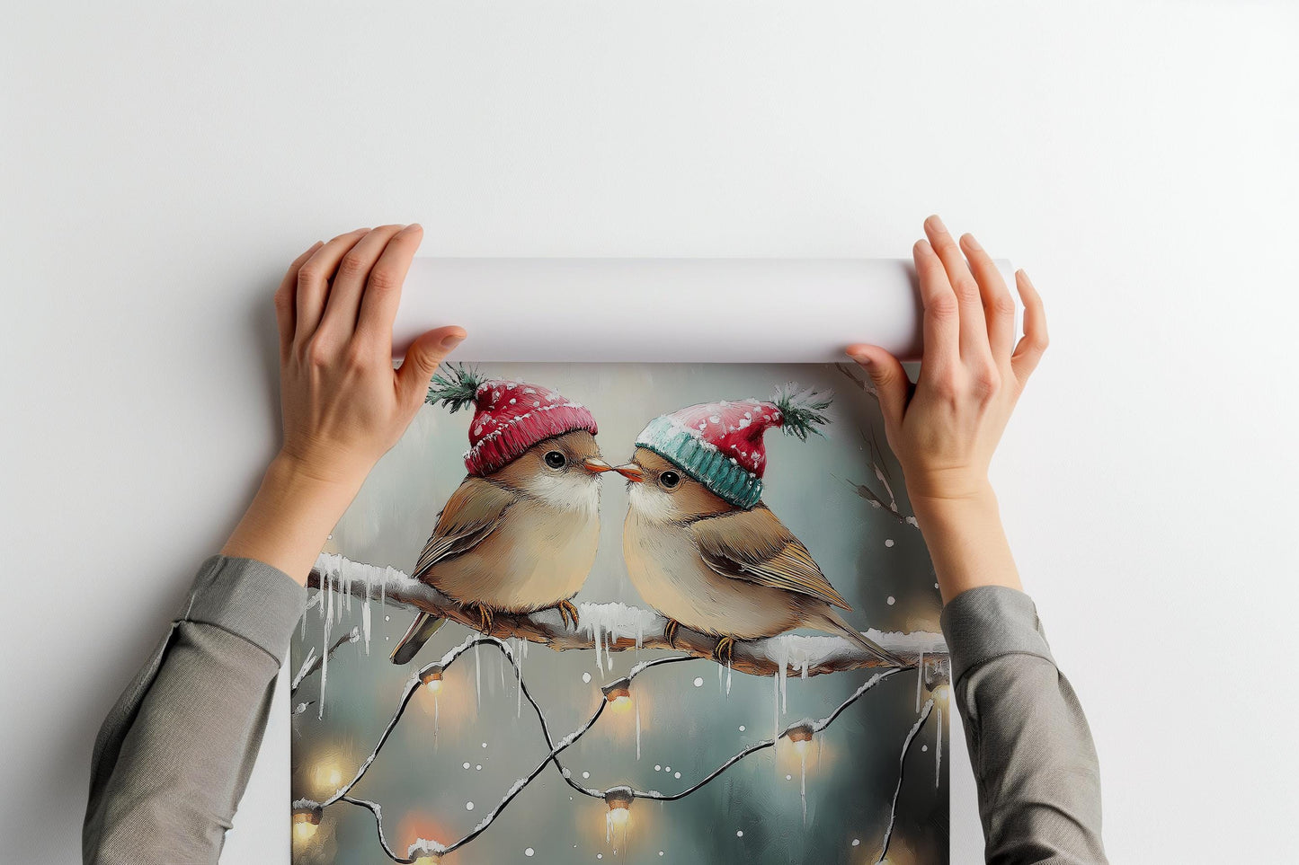 Cute Kissing Festive Birds PRINTABLE