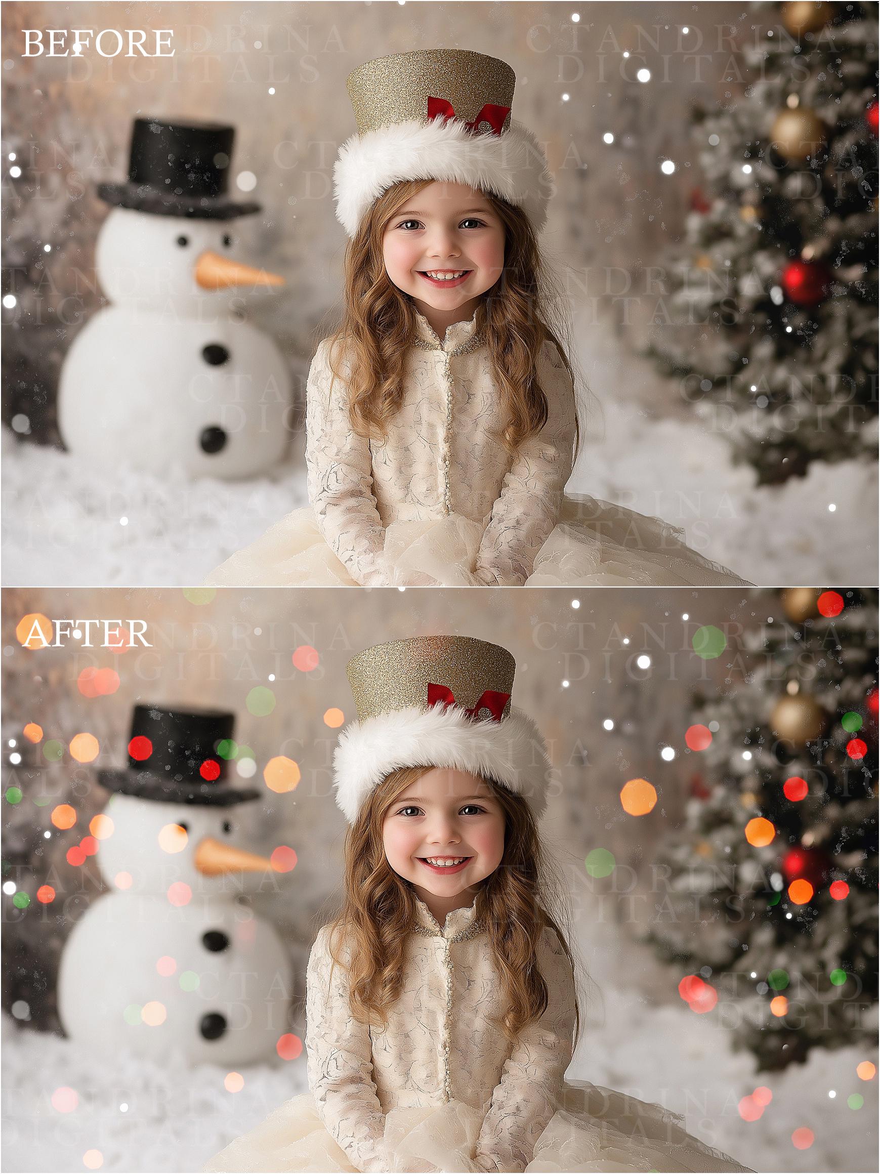 Colorful Christmas Light Bokeh Overlays