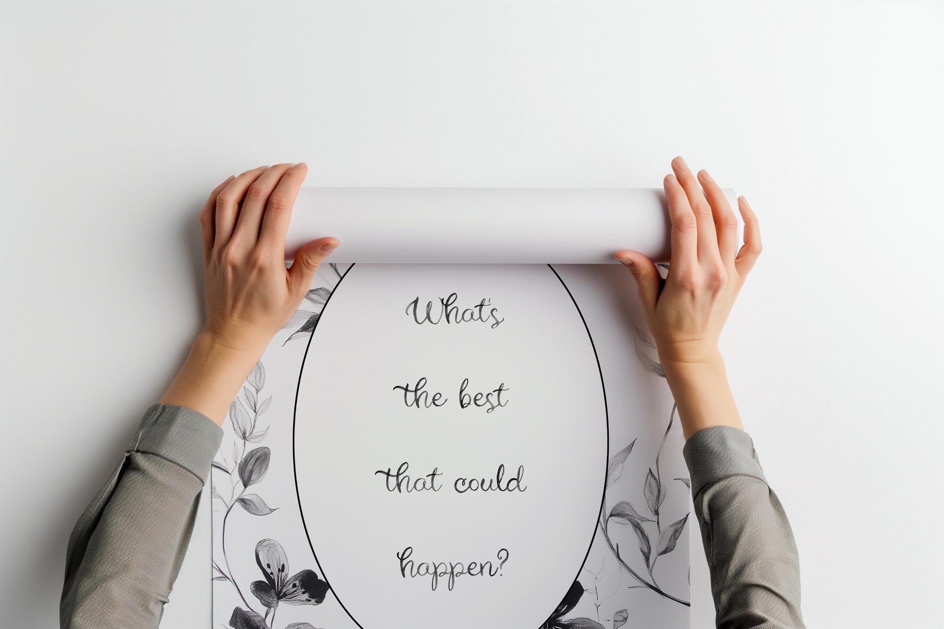 What's the Best That Could Happen? PRINTABLE, Watercolor Foliage Inspirational Quote Digital, Antique Floral Quote Print, Botanical Florals