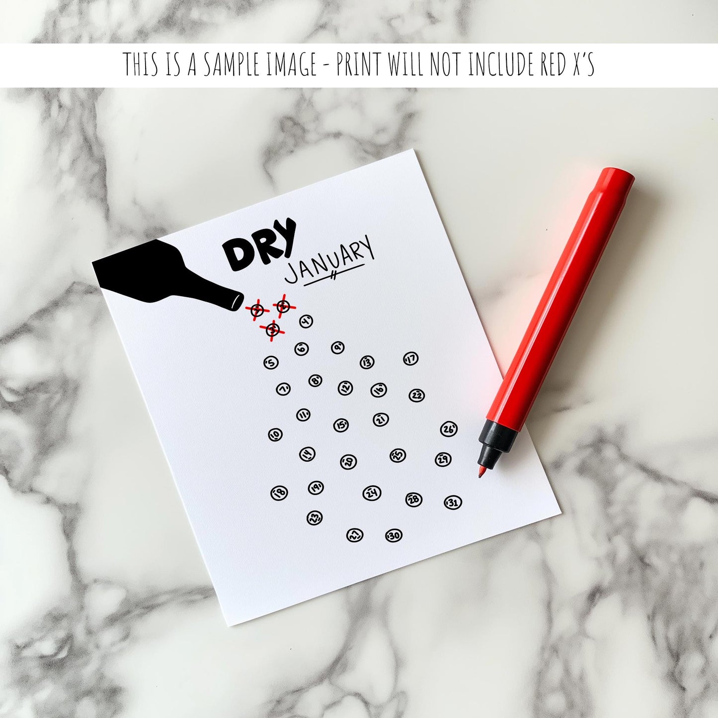 Dry January Countdown PRINTABLE