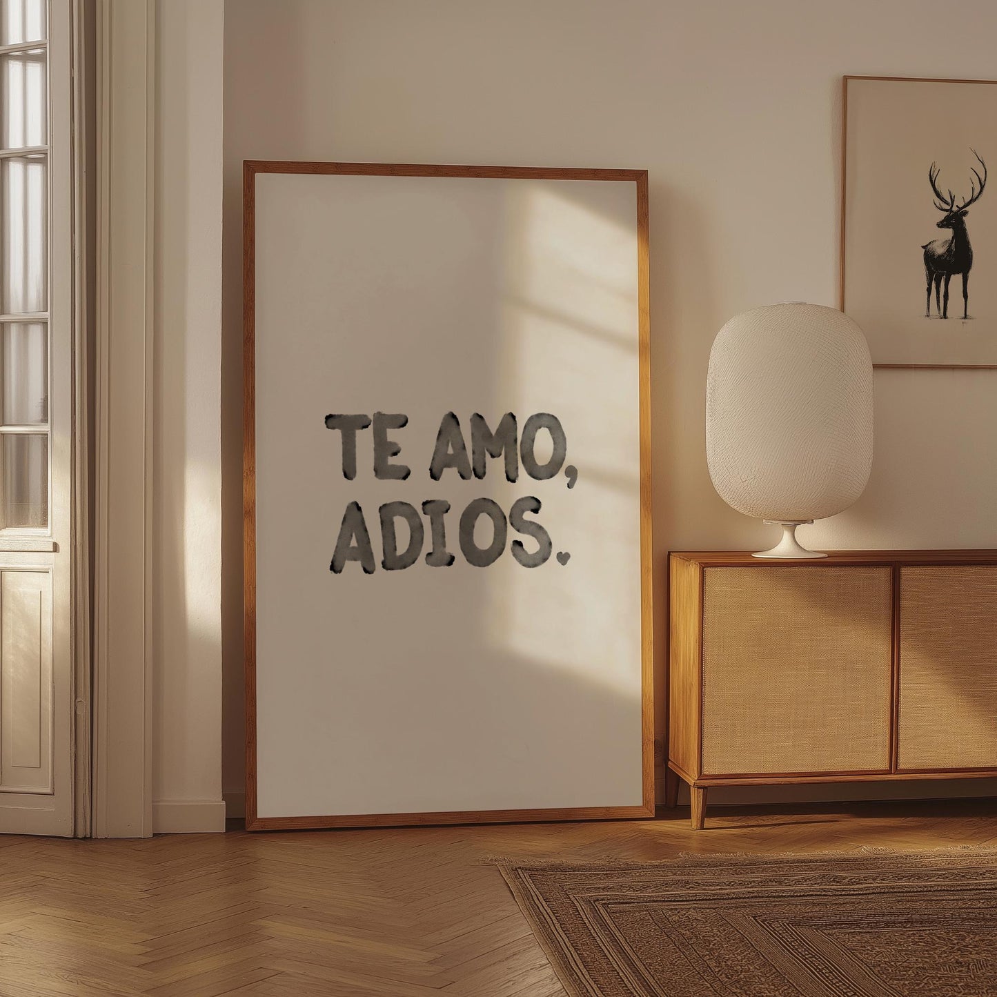 Te Amo Adios PRINTABLE, Entryway Digital Print, Quote Decor, Minimalist Printable Art, Hand Drawn Entryway Decor, Love You Bye in Spanish