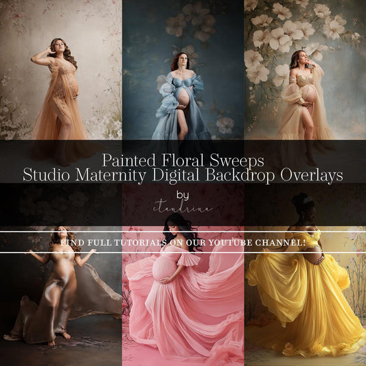 Painted Floral Sweep Digital Backdrop Overlays, Maternity Digital Backdrops, Studio Seamless Paper Overlays, Fine Art Photoshop Backdrops