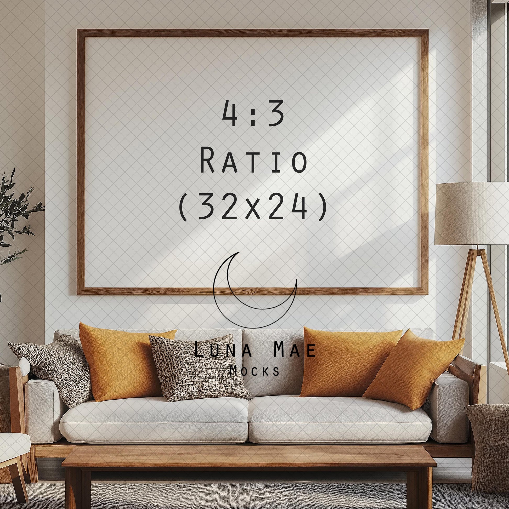 Horizontal Frame Mockup, Bedroom Wall Art Mockup PSD & JPG, Interior Wooden Frame Mockup, Minimal Style Digital Print and Poster Shop Mockup