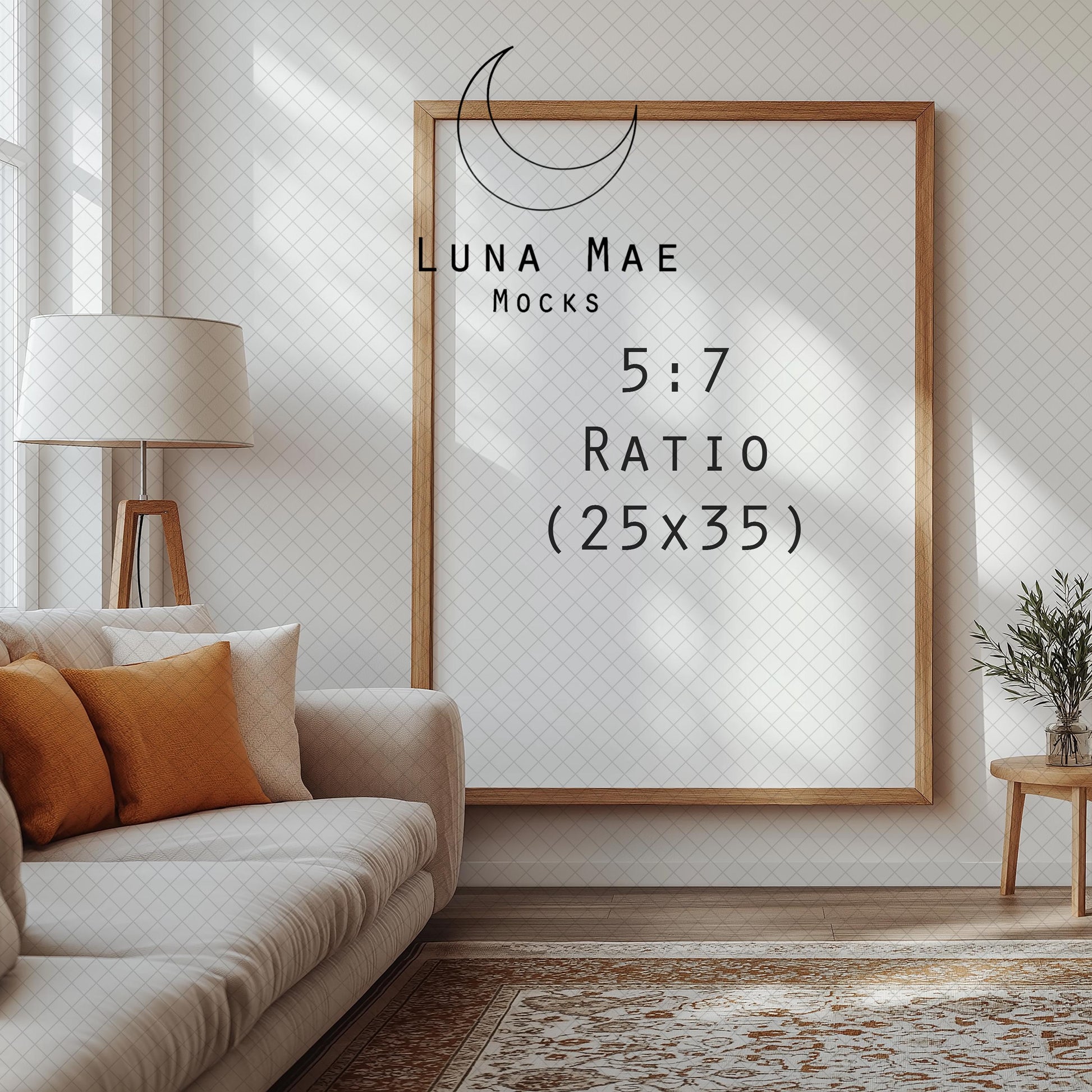 Vertical Frame Mockup, Bedroom Wall Art Mockup PSD & JPG, Interior Wooden Frame Mockup, Minimal Style Digital Print and Poster Shop Mockup