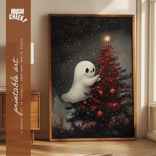 Ghost Putting Up the Christmas Tree PRINTABLE