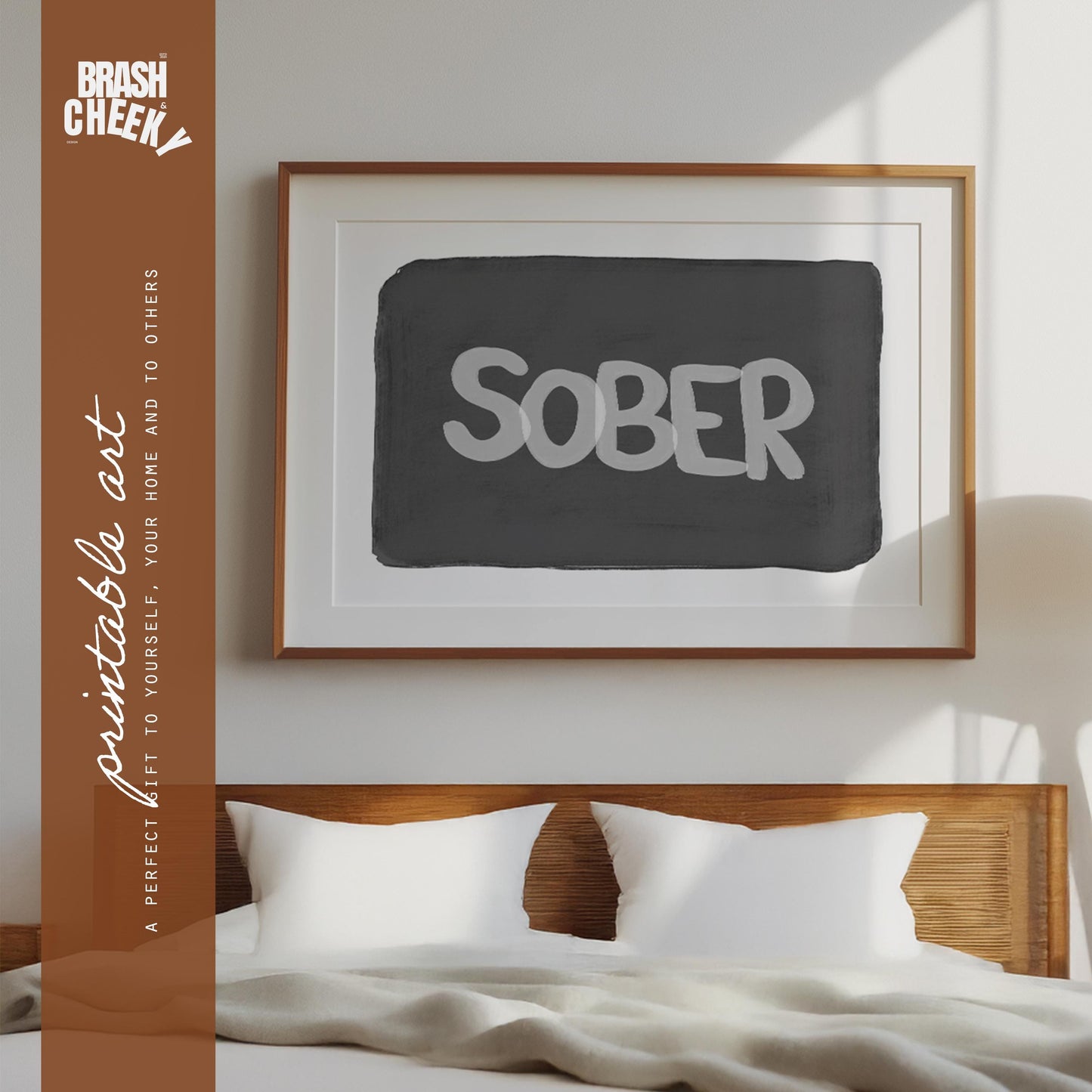 Sober PRINTABLE, Sober Curious Digital Print, Quote Wall Decor, Alcohol Free Decor, Hand Drawn Sober Decor, Sober Movement Art, Motivational