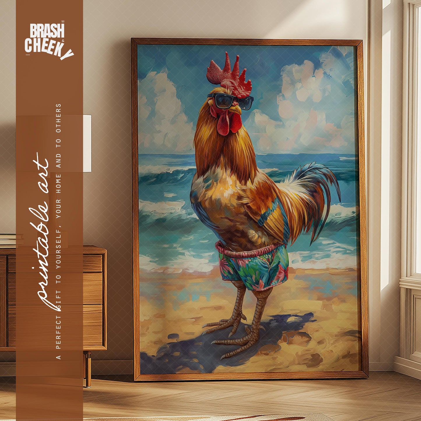 Summer Rooster on the Beach PRINTABLE