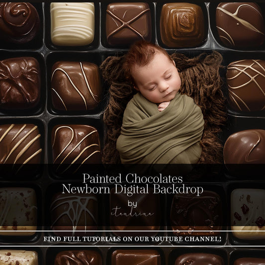 Painted Chocolates Newborn Digital Backdrop, Valentine Newborn Digital Background, Candy Backdrop, Box of Chocolates Backdrop, Painterly