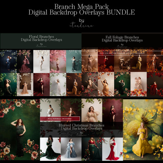 Floral Branch Backdrop Overlay Bundle: Seasonal Mega Pack (Digital Download)