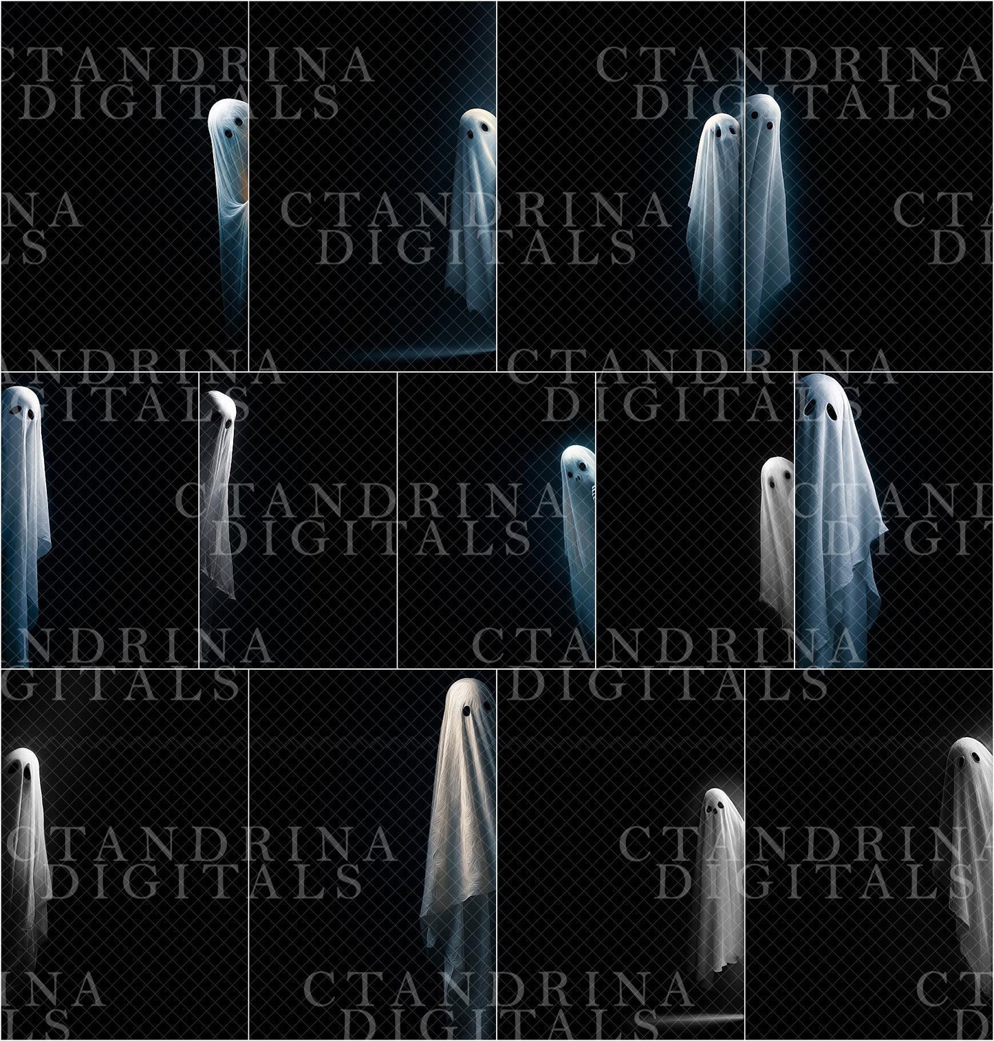 Peeking Ghost Backdrop Overlays: Halloween Digitals for Photoshop (tutorial included)