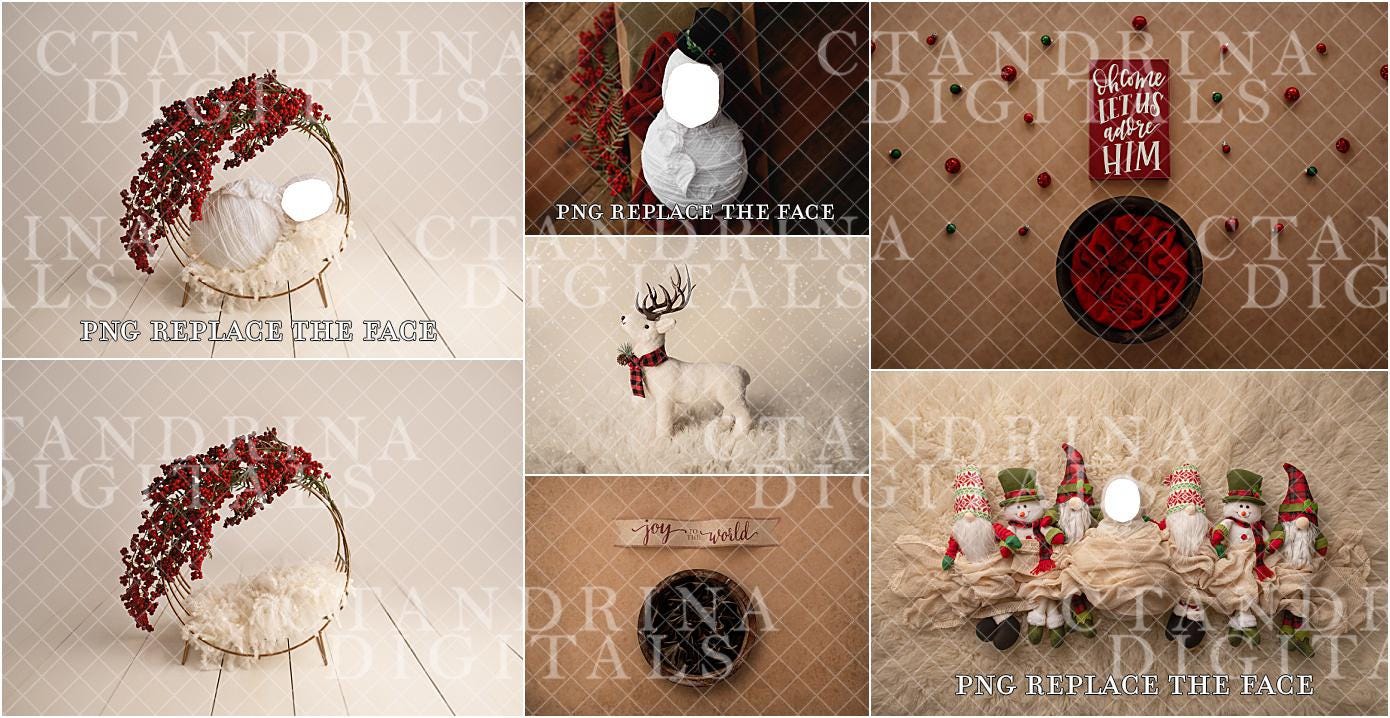 Mega Christmas Newborn Digital Backdrop Collection, No Ai Original CTandRina Set Baby Backdrops, Baby Backdrop Bundle for Photoshop