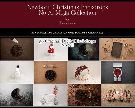 Mega Christmas Newborn Digital Backdrop Collection, No Ai Original CTandRina Set Baby Backdrops, Baby Backdrop Bundle for Photoshop