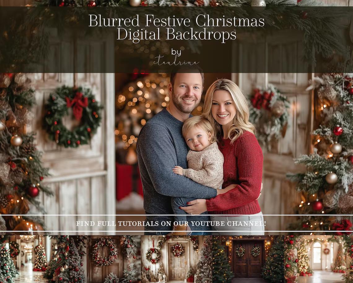 Christmas Digital Backdrop Collection 1, 120 Mega Backdrop Bundle, Holiday Digital Backdrops for Photoshop, Maternity and Portrait Backdrops