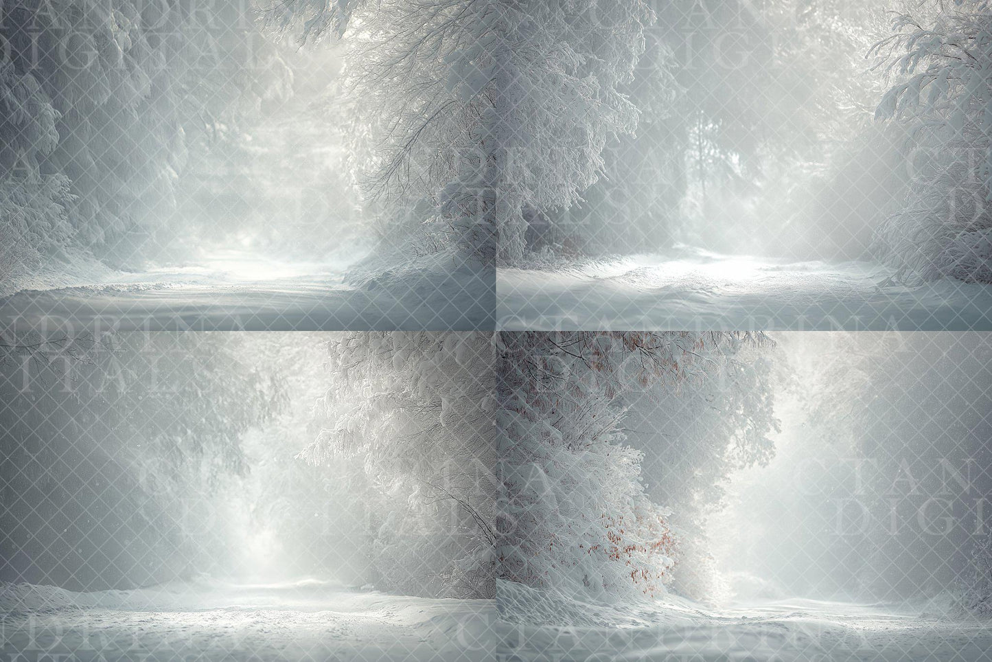 Winter White Digital Backdrops, Portrait Digital Backdrops for Photoshop, Christmas Backdrop Bundle (Tutorial Included)