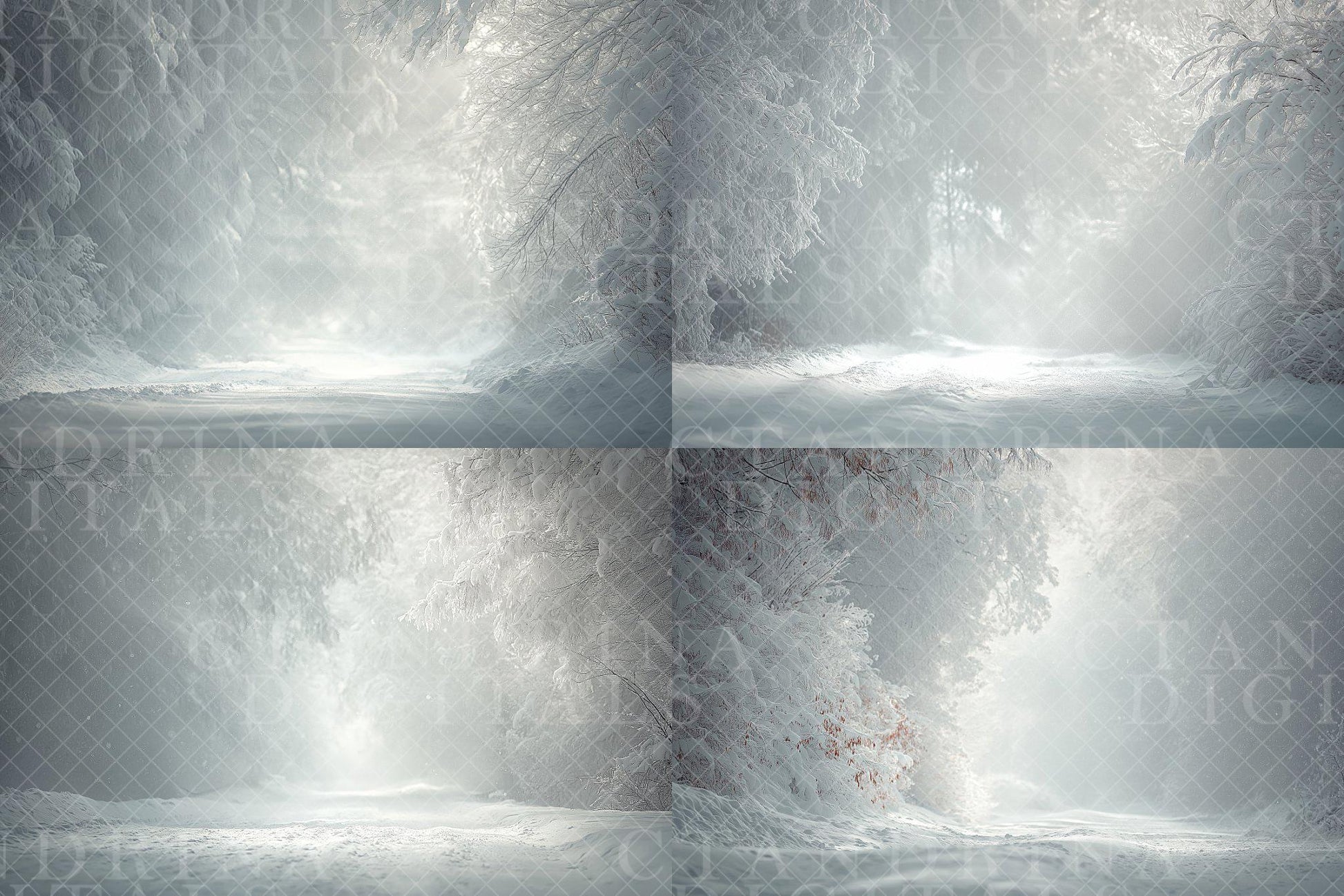 Winter White Digital Backdrops, Portrait Digital Backdrops for Photoshop, Christmas Backdrop Bundle (Tutorial Included)