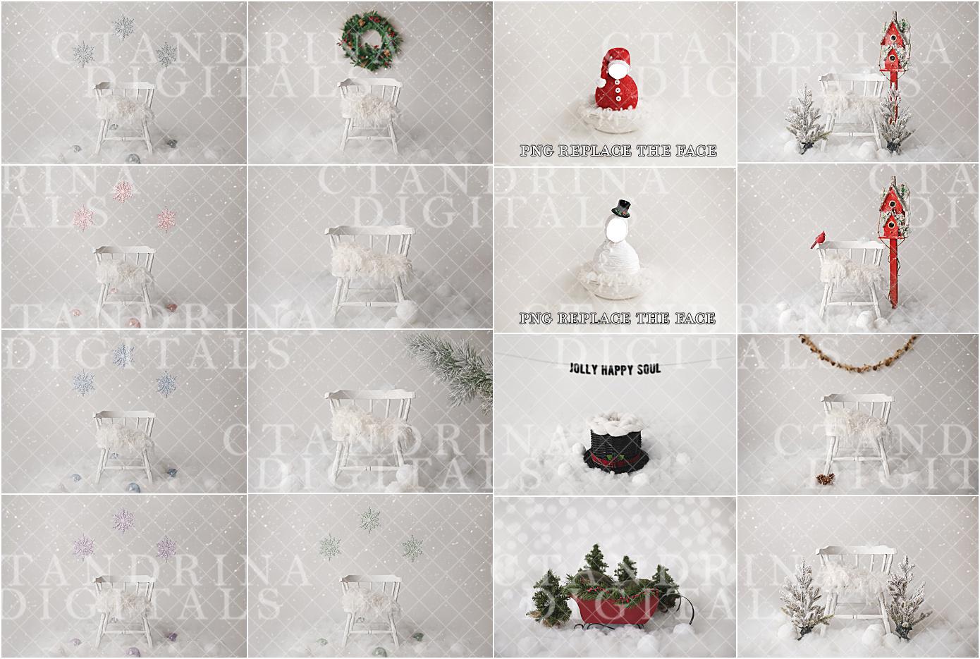 Mega Christmas Newborn Digital Backdrop Collection, No Ai Original CTandRina Set Baby Backdrops, Baby Backdrop Bundle for Photoshop