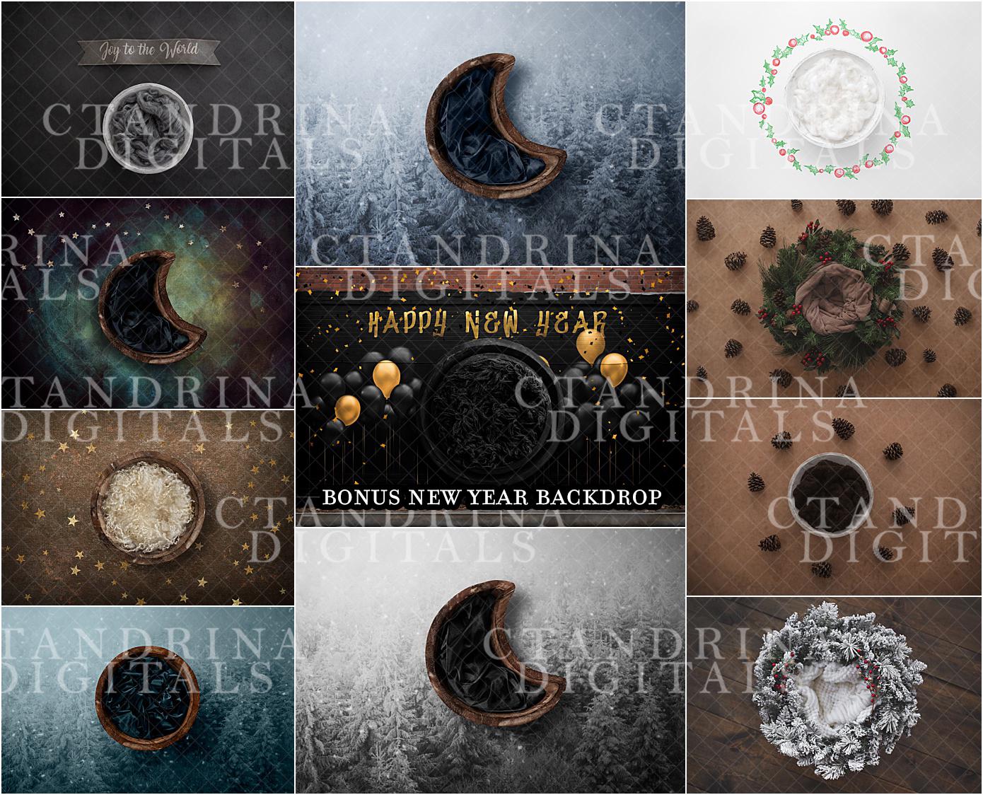 Mega Christmas Newborn Digital Backdrop Collection, No Ai Original CTandRina Set Baby Backdrops, Baby Backdrop Bundle for Photoshop